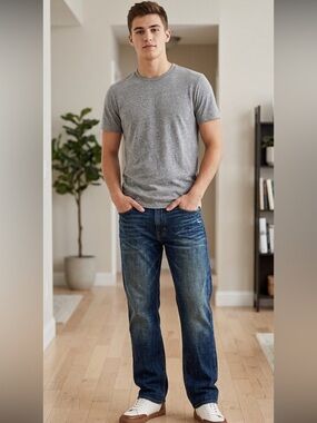 American Eagle Outfitters Dark Blue Straight leg relaxed fit Jeans Size 31/30